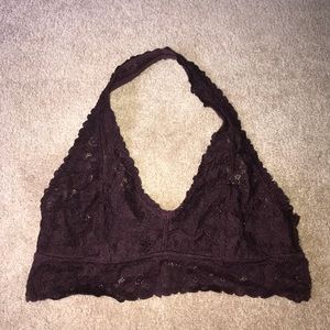 Aerie Bergundy Lace Halter Bralette